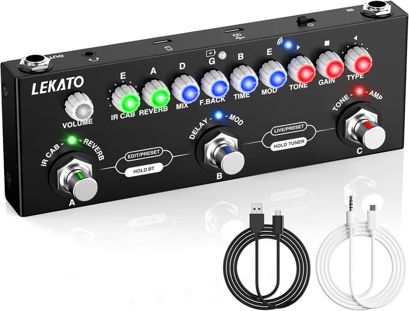 LEKATO Multi Effects Guitar Pedal, with IR Loading 9 AMP Models, Delay Reverb Distortion Overdrive Pedal, Rechargable Electric Guitar Effects Multi Pedal Support Recording,Bluetooth 5.0 - Image 1